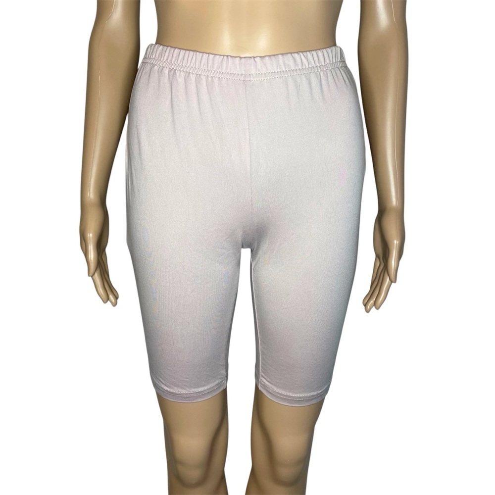 Simplee Solid Beige Super Soft Oversized Crewneck T-Shirt & Biker Shorts Set - Picture 5 of 12